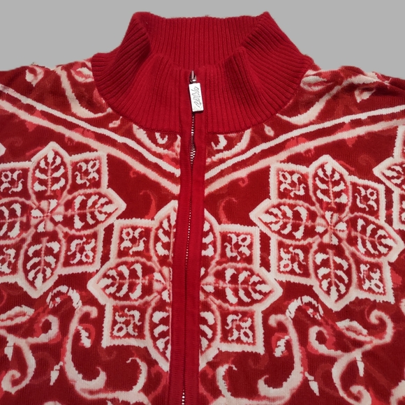 Bob Mackie Red and White Women's Cardigan - Picture 3 of 8